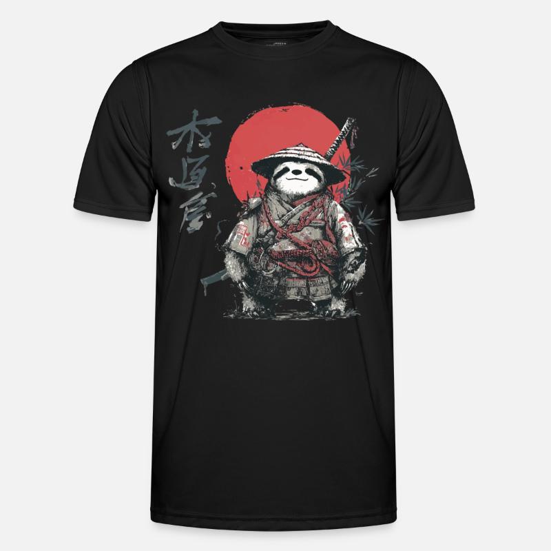 Sloth Samurai Under Red Sun - Men's Functional T-Shirt - black