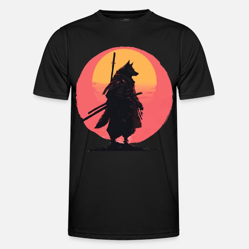 Wolf Sunset Samurai Rider - Men's Functional T-Shirt - black