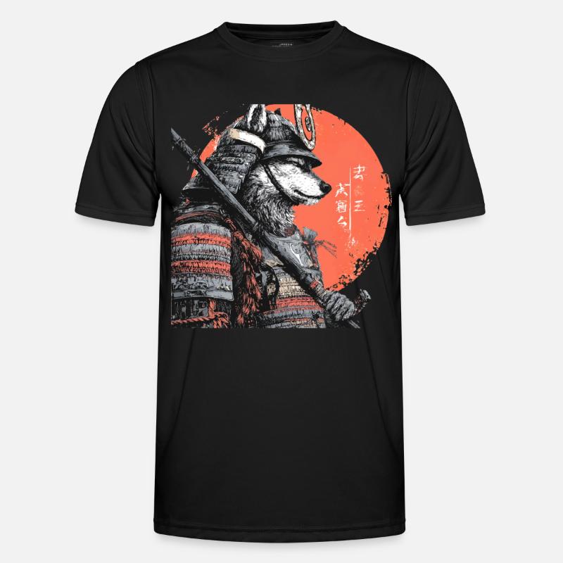 Wolf in Armor samurai  - Men's Functional T-Shirt - black