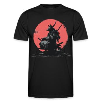 Wolf Samurai on Red Sun - Men's Functional T-Shirt - black - Front - AI Model Male 178 dark (178cm)