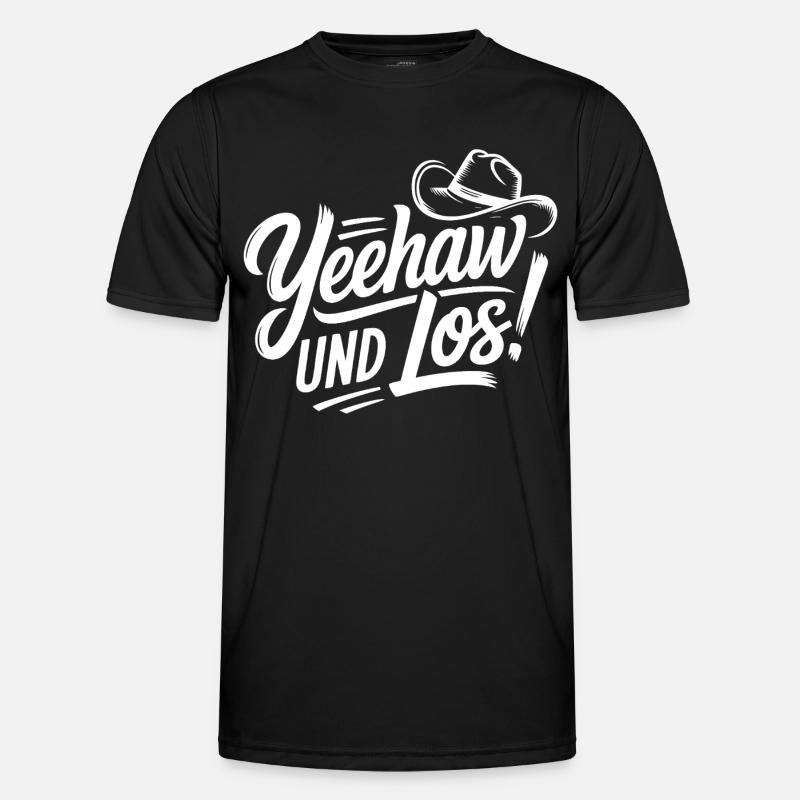 Yeehaw und Los! Western Script - Männer Funktions-T-Shirt - Schwarz