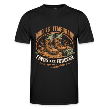 La boue de géocache est temporaire, les découvertes sont éternellement - T-shirt sport Homme - noir - Devant - AI Model Male 178 dark (178cm)