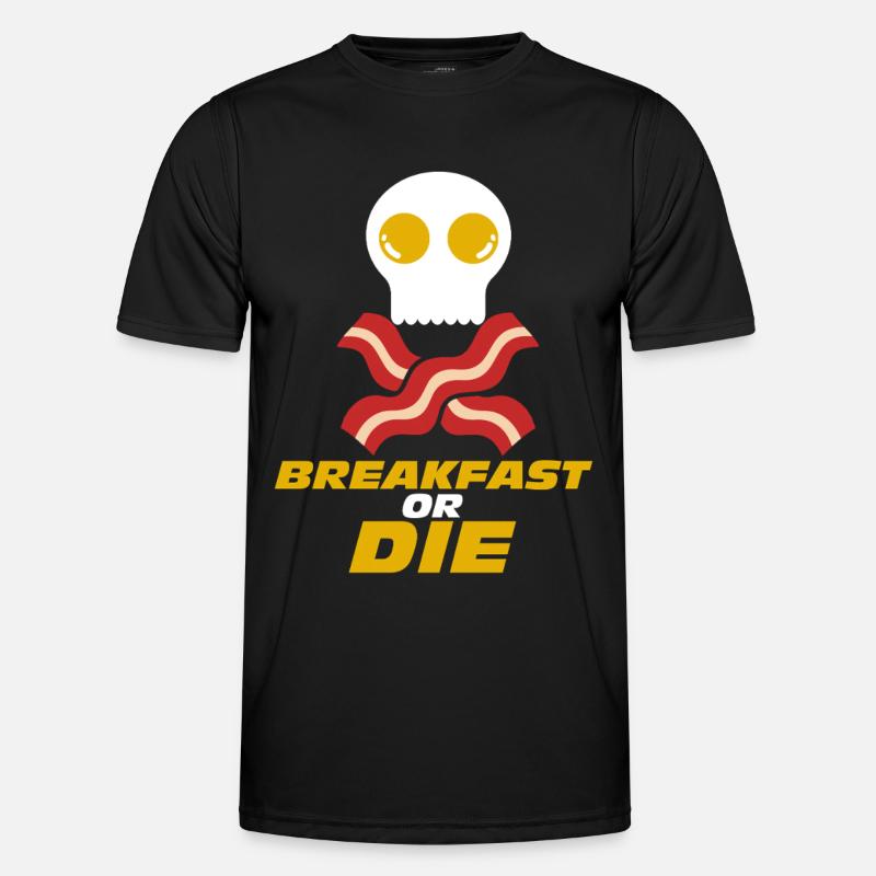 Frühstück oder Totenkopf-Speck-Ei - Männer Funktions-T-Shirt - Schwarz