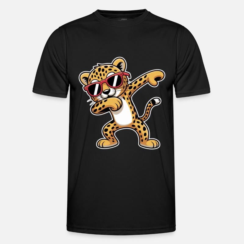 Leopard with sunglasses dance - Men's Functional T-Shirt - black