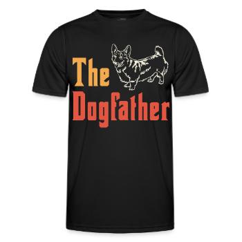 Le Corgi du Père Chien – Amoureux des chiens drôles - T-shirt sport Homme - noir - Devant - AI Model Male 178 dark (178cm)