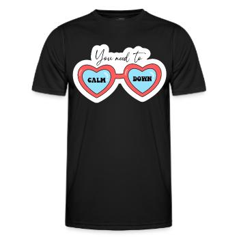 Du musst dich beruhigen, Herz-Gläser - Männer Funktions-T-Shirt - Schwarz - Vorne - AI Model Male 178 dark (178cm)
