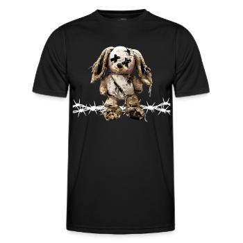 Dark Aesthetics Stuffed Bunny Soft Toy Barbed Wire - Men's Functional T-Shirt - black - Front - AI Model Male 178 dark (178cm)
