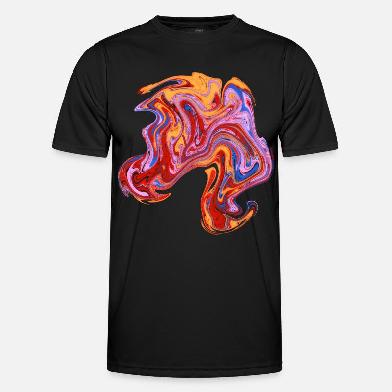 Farbwirbel Neon-Muster - Männer Funktions-T-Shirt - Schwarz