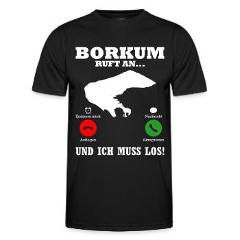 Borkumer Insel BORKUM RUFT Lustiges - Männer Funktions-T-Shirt - Schwarz - Vorne - AI Model Male 178 dark (178cm)