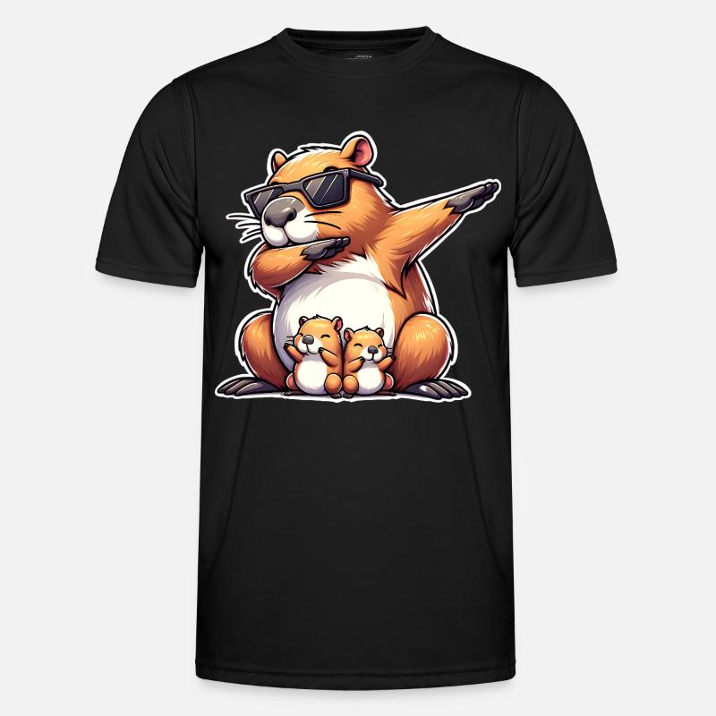 Capybara papa - Men's Functional T-Shirt - black