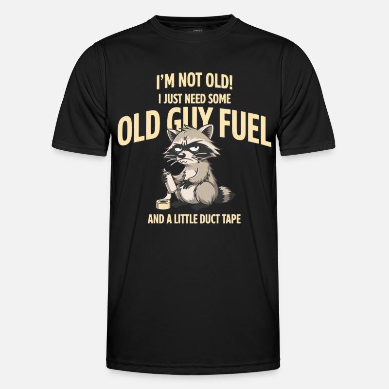 Grumpy Raccoon Old Guy Fuel Tee - Men's Functional T-Shirt - black