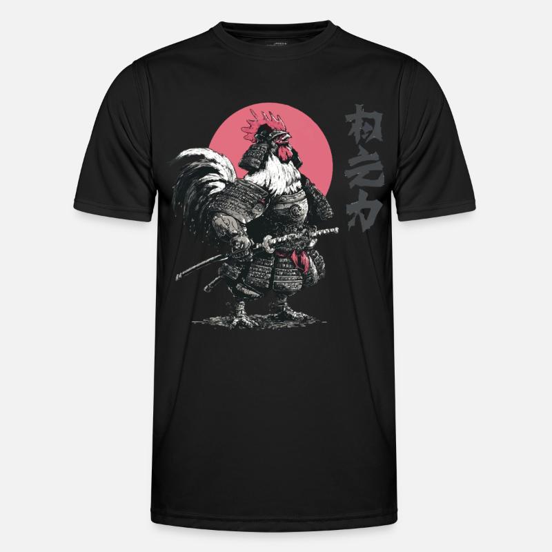 Rooster Samurai Armor Print - Men's Functional T-Shirt - black