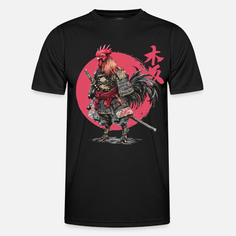 Rooster Samurai Armor Illustration - Men's Functional T-Shirt - black