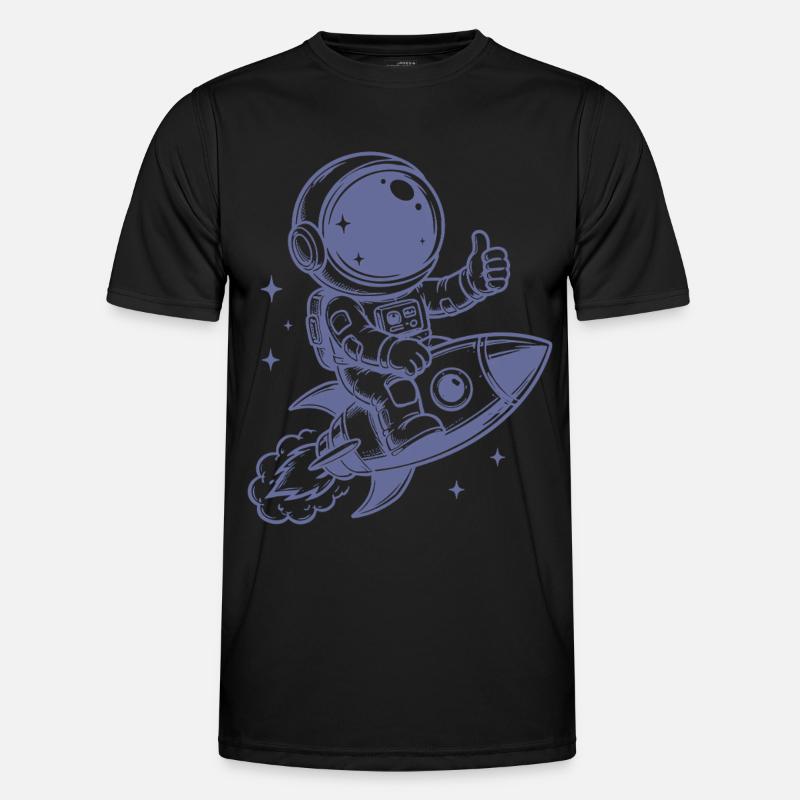 Astronaut on rocket space adventure - Men's Functional T-Shirt - black