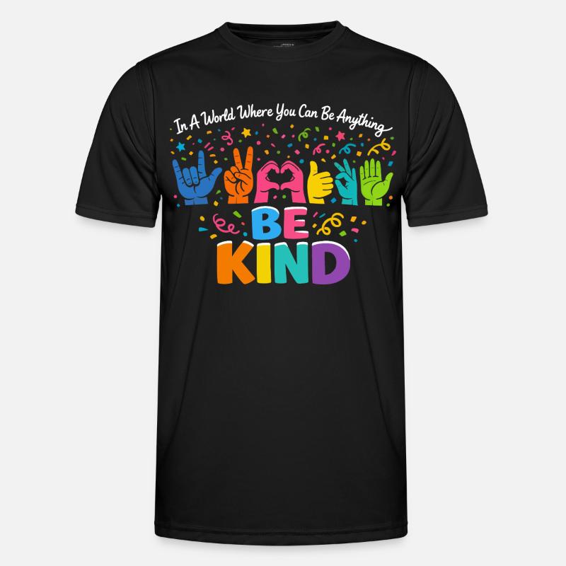 Sei freundlich Gebärdensprache inklusiv - Männer Funktions-T-Shirt - Schwarz