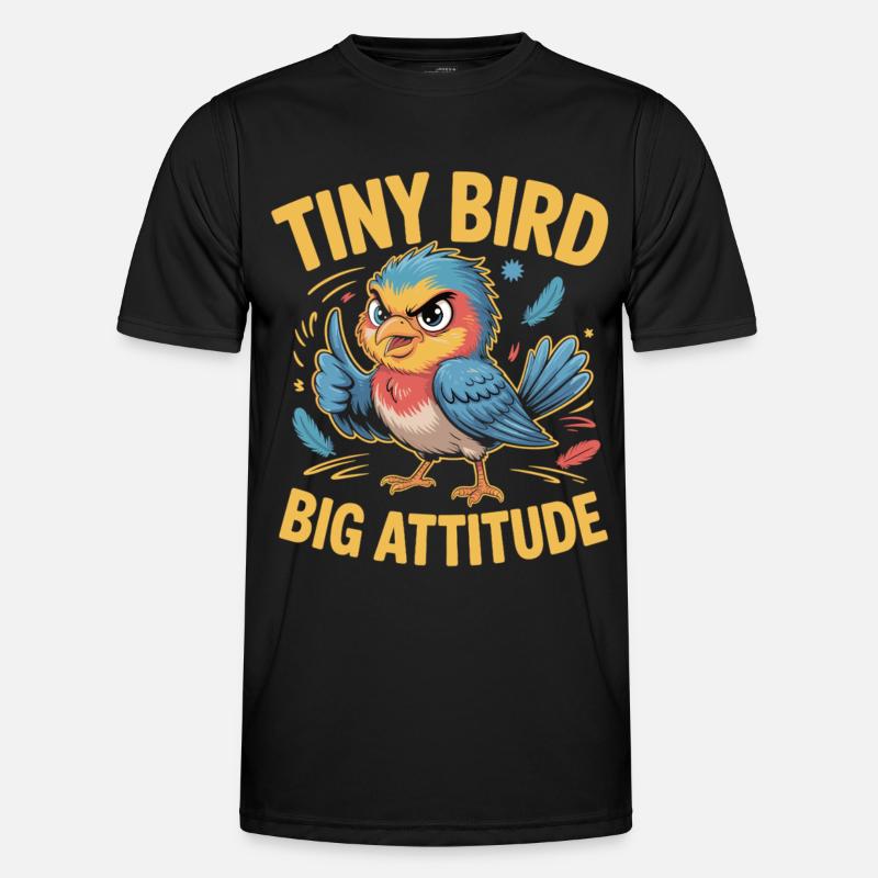 Tiny Bird Big Attitude Vogel Spruch - Männer Funktions-T-Shirt - Schwarz