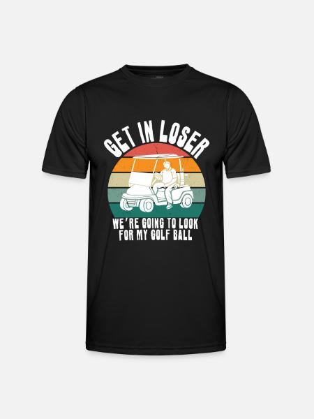 Retro Golf Cart Sunset - Men's Functional T-Shirt - black