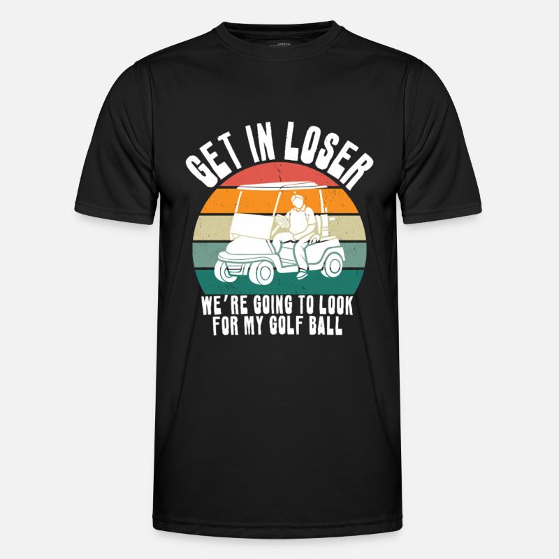 Retro Golf Cart Sunset - Men's Functional T-Shirt - black