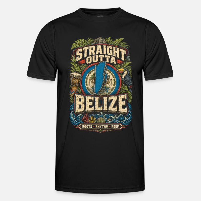 Straight Outta Belize Belizean Root - Men's Functional T-Shirt - black