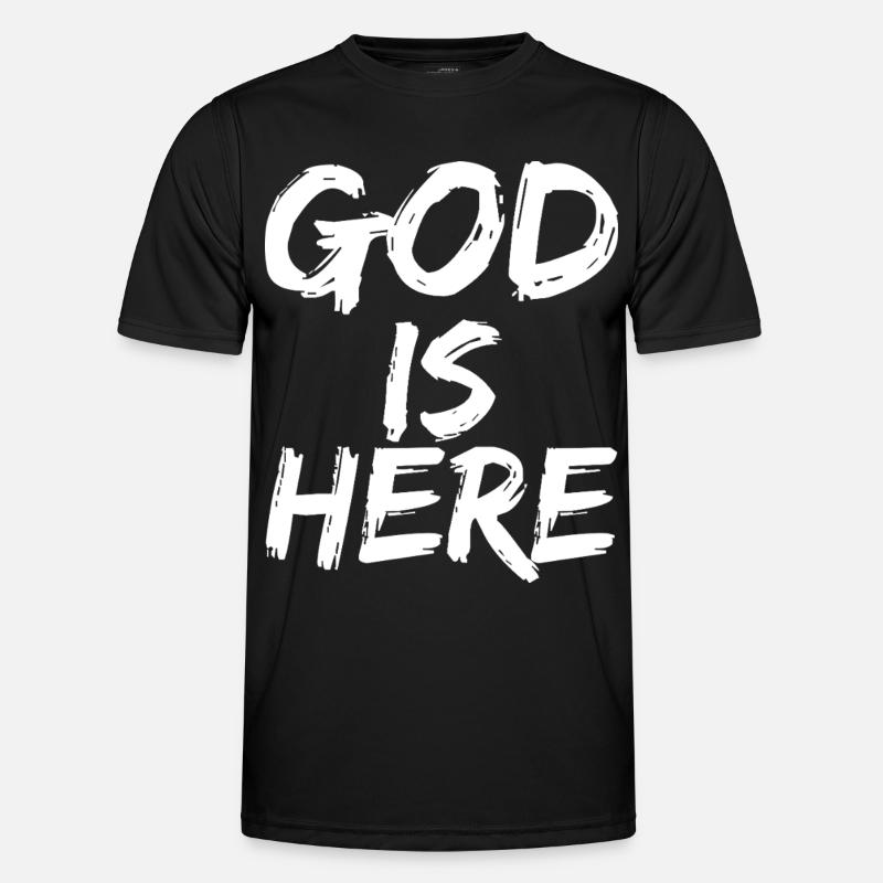 god is here - Men's Functional T-Shirt - black