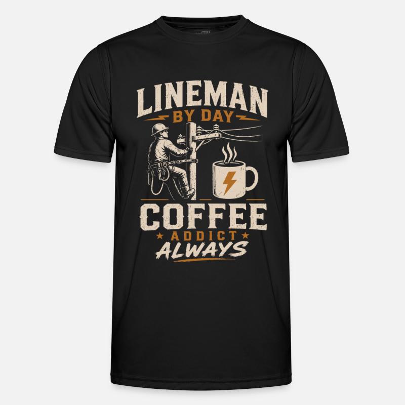 Strom Techniker Kaffee Kabel Arbeit - Männer Funktions-T-Shirt - Schwarz