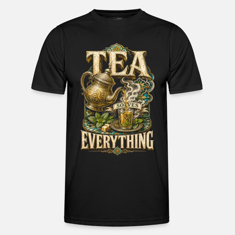 Marokkaner Marokko Tea Solves Everything - Männer Funktions-T-Shirt - Schwarz