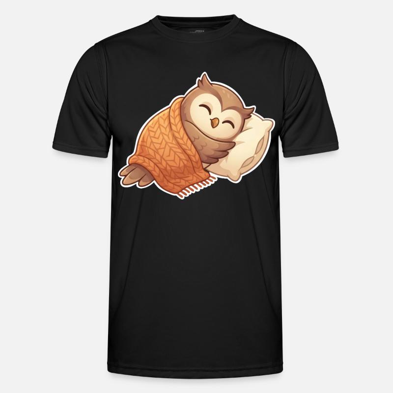 Eule Schlafen - Männer Funktions-T-Shirt - Schwarz
