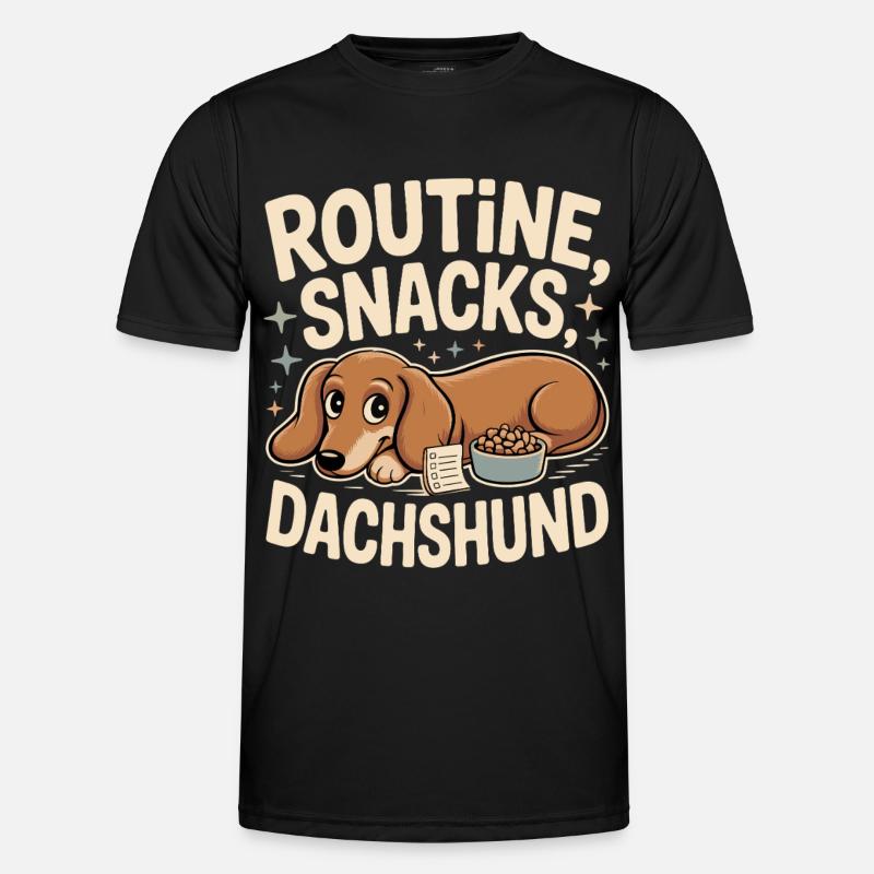 Routine Snacks Dackel - Männer Funktions-T-Shirt - Schwarz