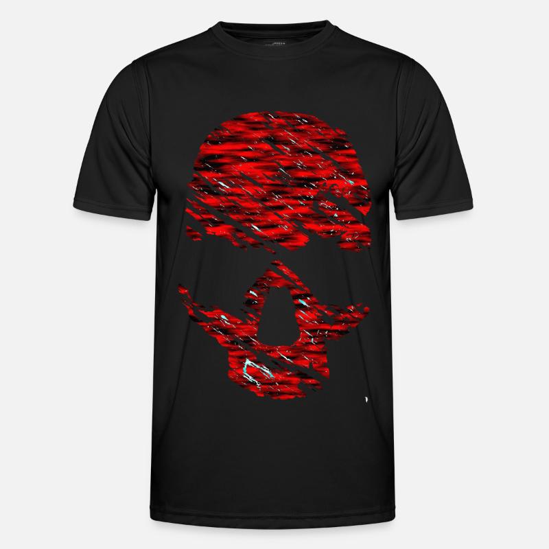 Red Skull with Cracks - Men's Functional T-Shirt - black