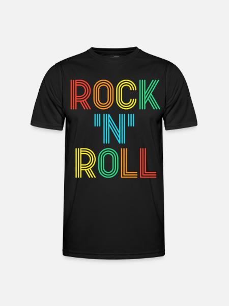 Rock'N'Roll Mehrfarbiger Retro-Neontext - Männer Funktions-T-Shirt - Schwarz