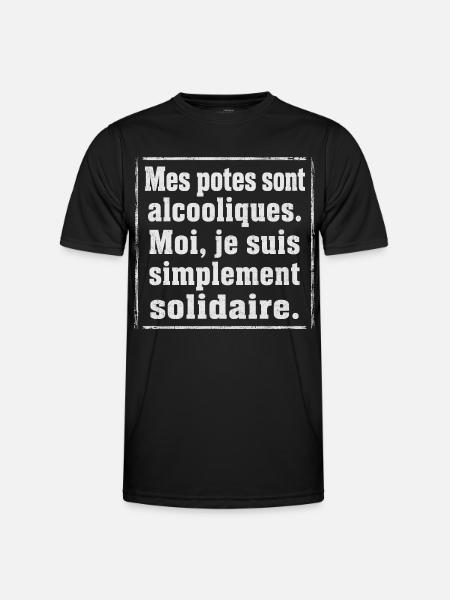 Alcool Cadeau humour personnalisé - T-shirt sport Homme - noir