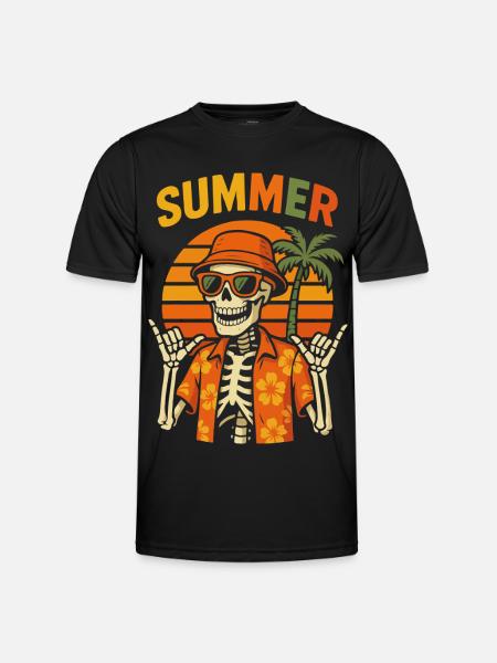 Sun Tiki Skeleton Summer - Men's Functional T-Shirt - black