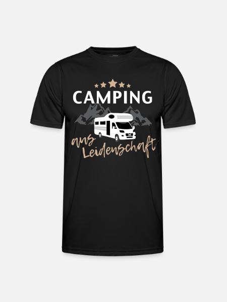Passionate camping with caravan in Berge - Men's Functional T-Shirt - black