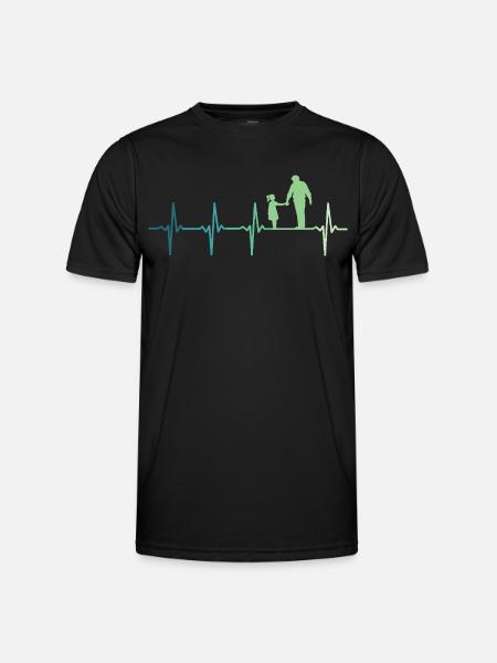 Père et fille battement de coeur papa et fillette - T-shirt sport Homme - noir