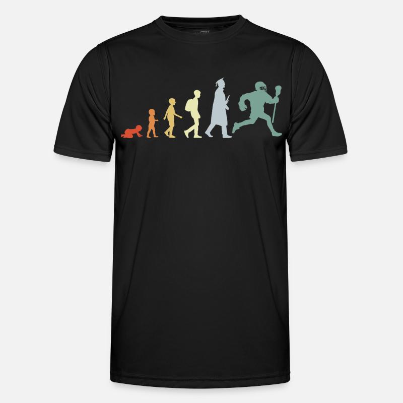 Evolution eines Lacrosse Spielers Männer Funktions-T-Shirt