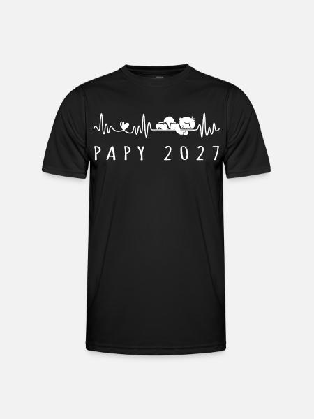 Futur Papy 2027 Annonce Grossesse - Männer Funktions-T-Shirt - Schwarz