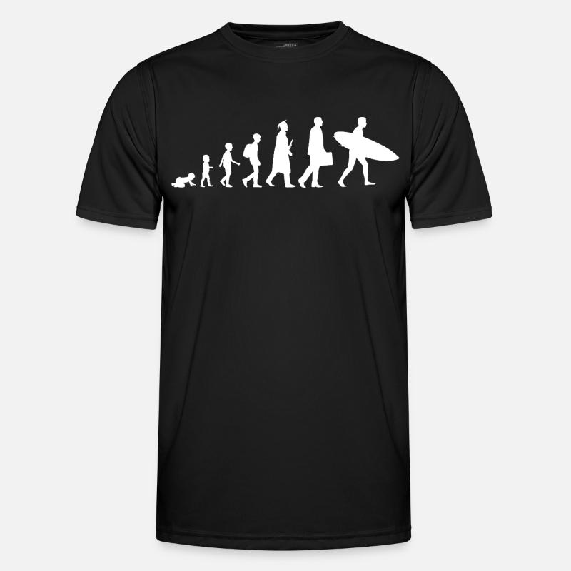 Evolution eines Surfers - Männer Funktions-T-Shirt - Schwarz