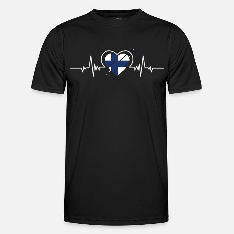 Finnland Herzfrequenz-Ticket Geschenk - Männer Funktions-T-Shirt - Schwarz