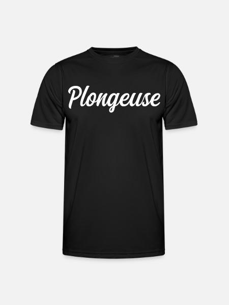 Plongeuse Sous-Marine Palmes Bouteille Océan - T-shirt sport Homme - noir