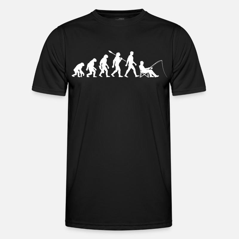 Evolution - Angler, Angeln Geschenk - Männer Funktions-T-Shirt - Schwarz