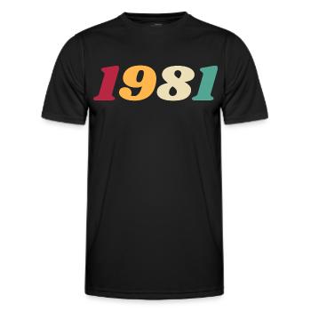 1981 Geschenk 1981 Geburtstag 1981 Rückblick 1981 - Männer Funktions-T-Shirt - Schwarz - Vorne - AI Model Male 178 dark (178cm)