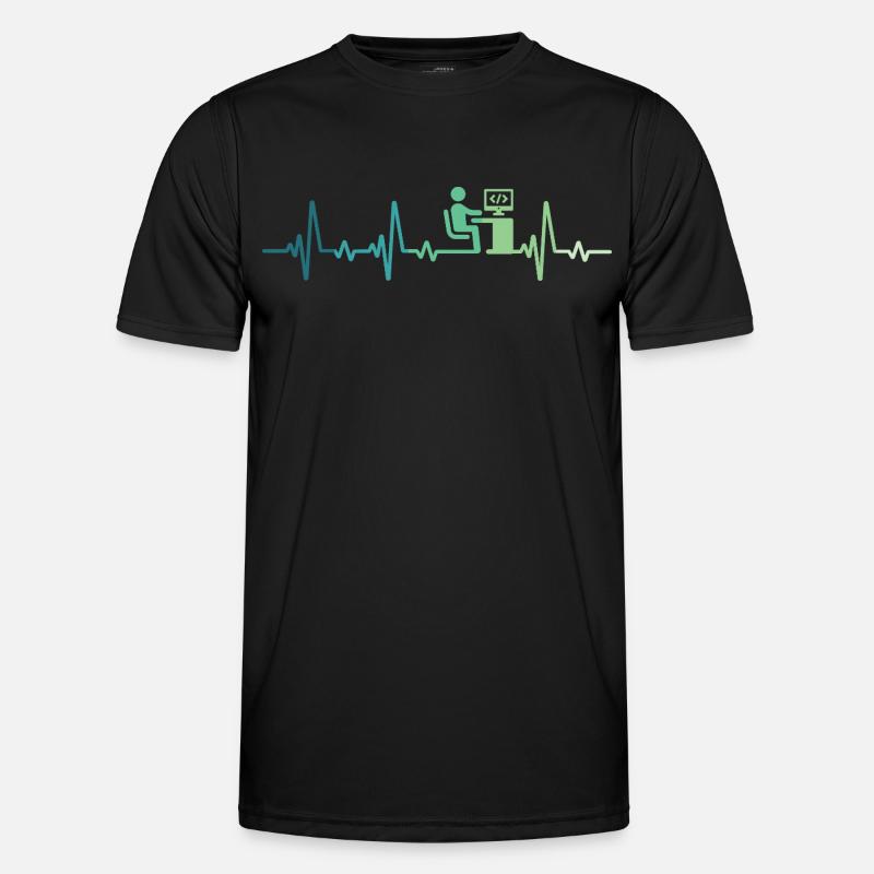 Heartbeat Programmer Developer - Men's Functional T-Shirt - black