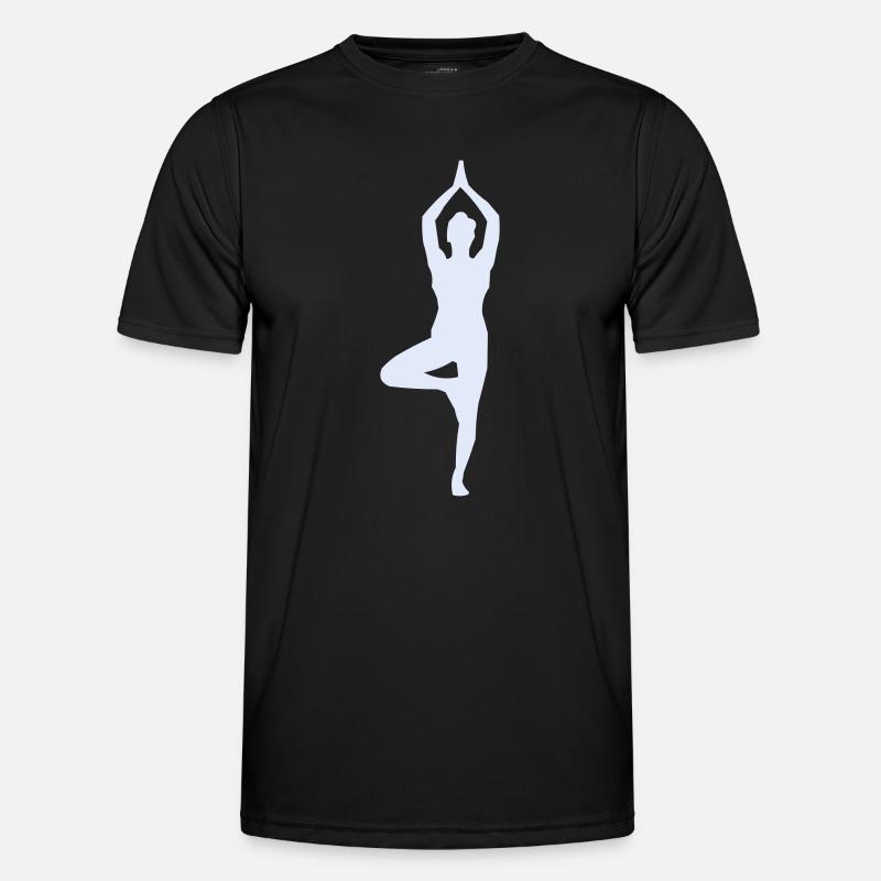 Yoga Pose Tree Pose Silhouette - Men's Functional T-Shirt - black