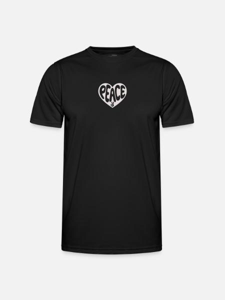 Peace Herz-Friedens Grafik - Männer Funktions-T-Shirt - Schwarz
