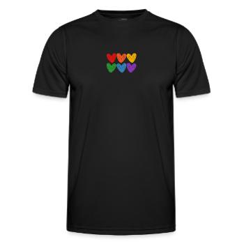 Cœurs arc-en-ciel LGBTQIA - T-shirt sport Homme - noir - Devant - AI Model Male 178 dark (178cm)