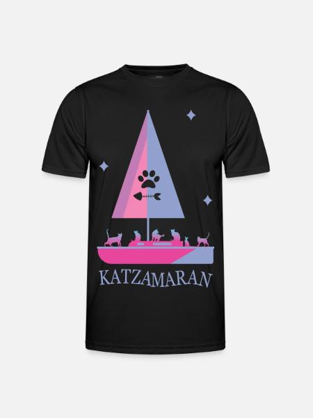 Katzamaran Boot - Männer Funktions-T-Shirt - Schwarz