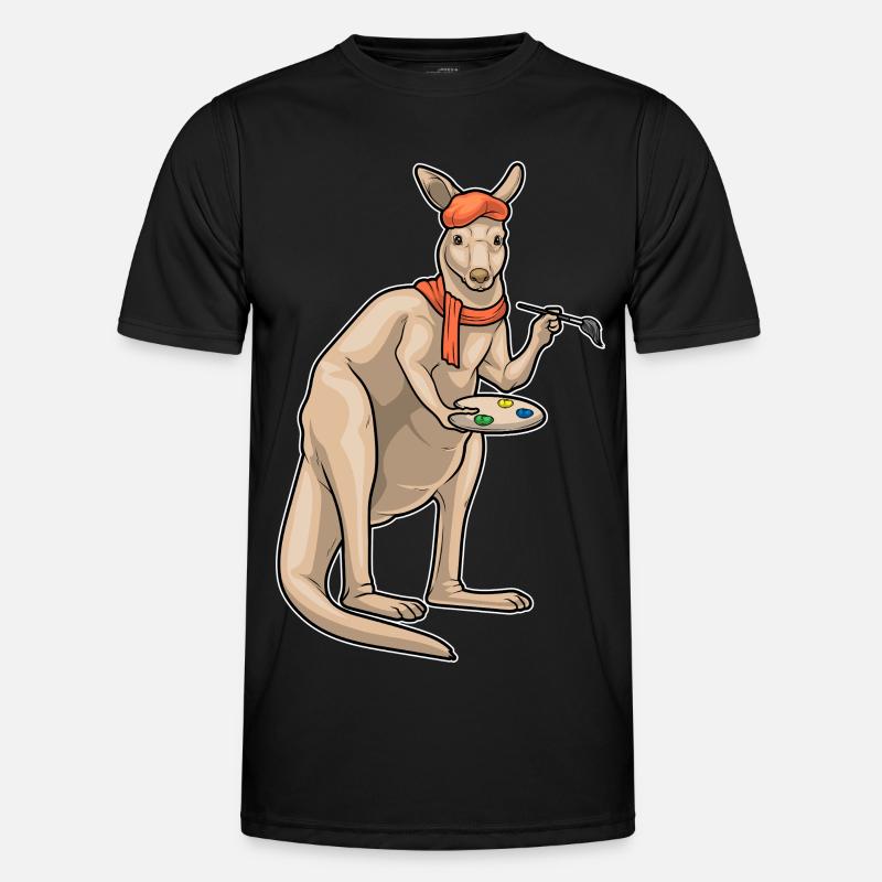 Kangaroo Painter Brush Painting - Men's Functional T-Shirt - black