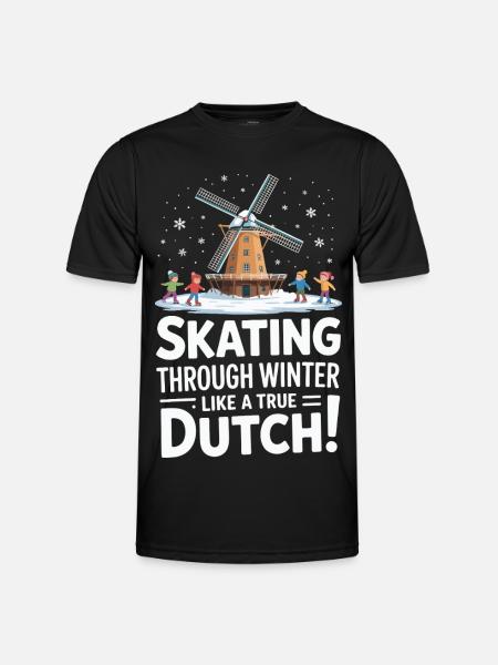 Patiner en hiver comme un vrai Hollandais - T-shirt sport Homme - noir