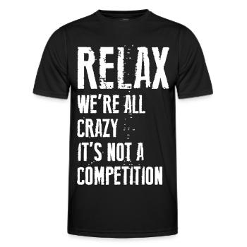 relax crazy mad - Men's Functional T-Shirt - black - Front - AI Model Male 178 dark (178cm)