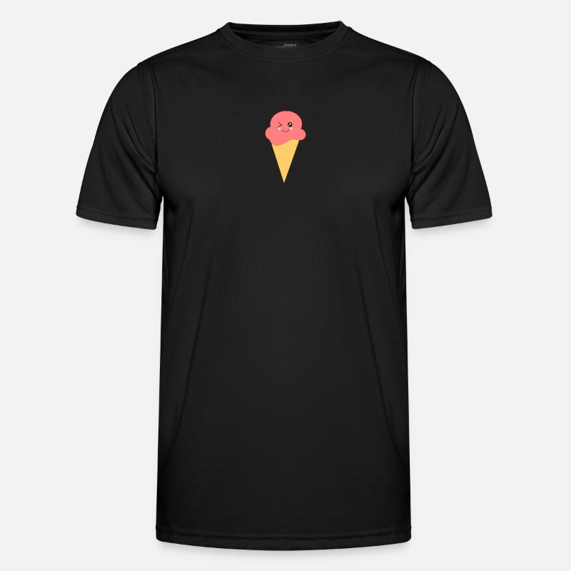 Eis Eiscreme Erdbeereis - Männer Funktions-T-Shirt - Schwarz